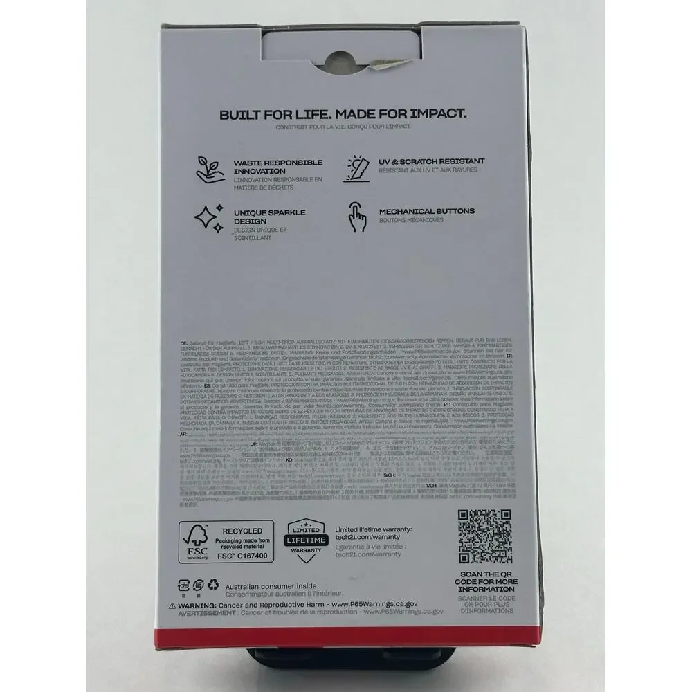 Tech21 EvoSparkle iPhone 16 Pro Clear Case NWT